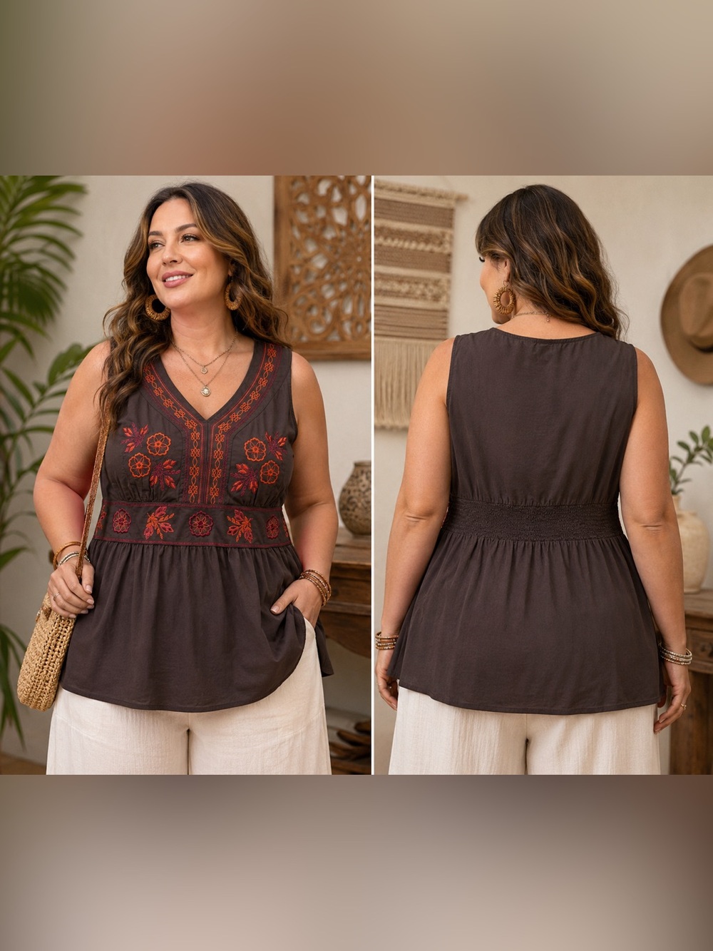 VENEZIA Vintage Embroidered Sleeveless Empire Waist Top EUC - Picture 1 of 6